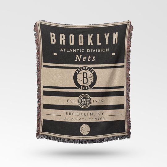 Discover Vintage Brooklyn Nets Woven Blanket / Retro Basketball Throw / NBA Team Decor / Classic Basketball Fan Gift