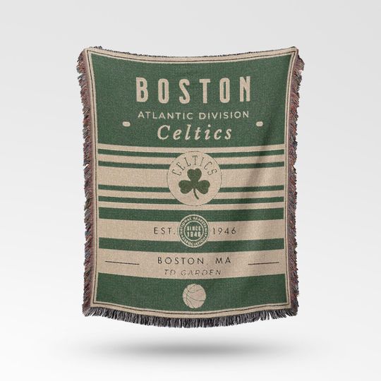 Discover Vintage Boston Celtics Woven Blanket / Retro Basketball Throw / NBA Team Decor / Classic Basketball Fan Gift