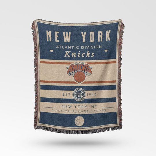 Discover Vintage New York Knicks Woven Blanket / Retro Basketball Throw / NBA Team Decor / Classic Basketball Fan Gift