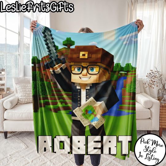 Discover Personalized Video Game Blanket: Custom Gamer Fleece Blanket, Boy's Room Decor