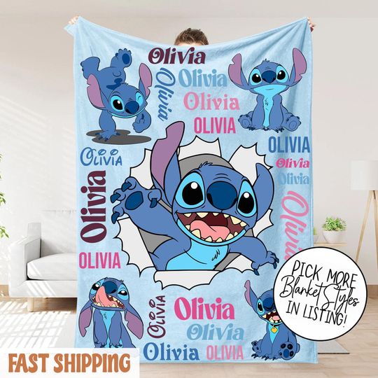 Discover Custom Name Stitch Blanket, Stitch Blanket, Disney Blanket, Custom Name Blanket, Custom Stitch Blanket, Disney Trip Blanket, Birthday Gift