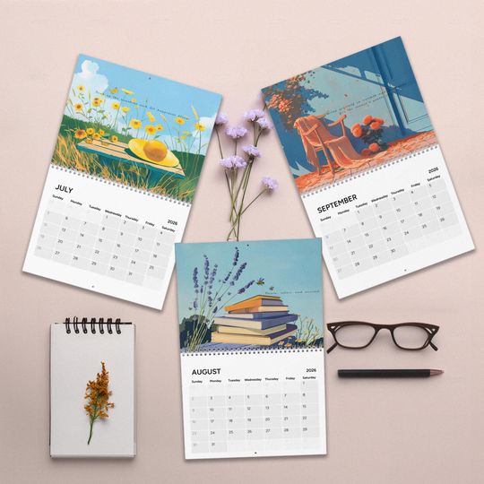 Discover Aesthetic Anime Landscapes Wall Calendar 2026, Kawaii Calendar 2026, Anime Wall Calendar 2026, Calendar Planner 2026 for Home & Office Decor