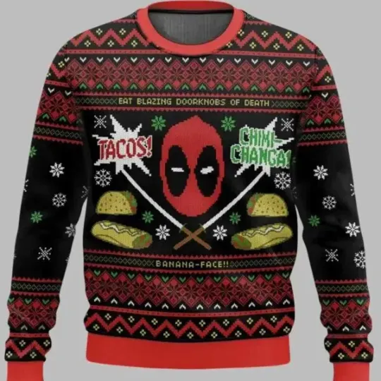Discover Deadpool Tacos Chiki Changa Ugly Christmas Sweater