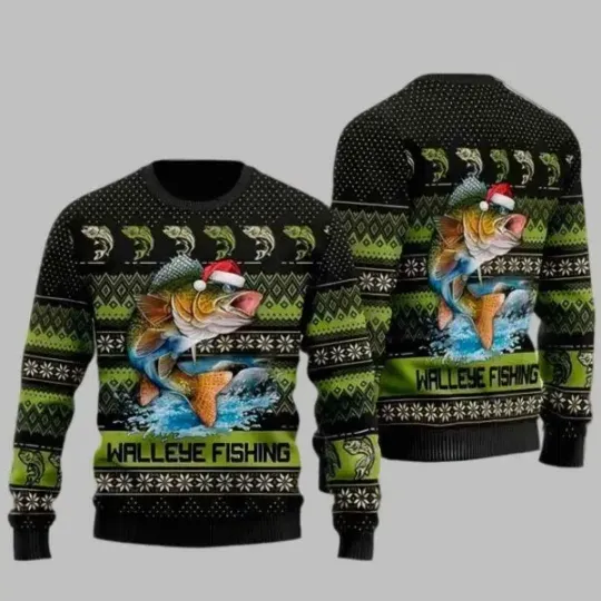 Discover Walleye Fishing Ugly Christmas Sweater