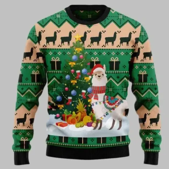 Discover Christmas Tree Llama Ugly Christmas Sweater