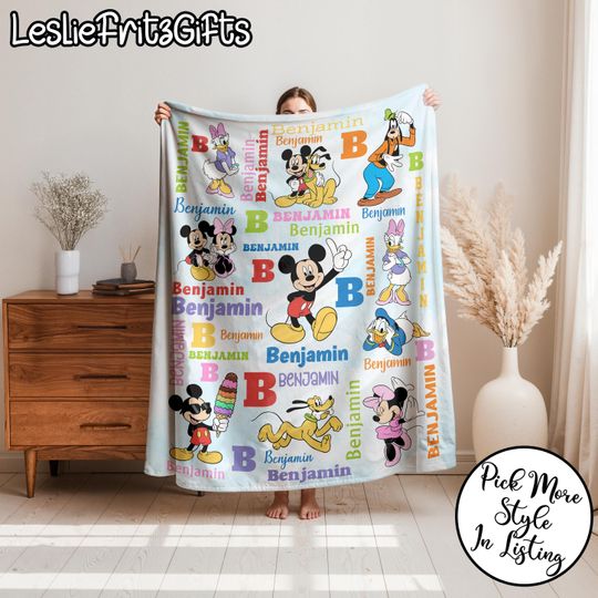 Discover Custom Name Mickey and Friends Blanket, Cartoon Gift for Boys and Girls, Mickey Mouse Blanket, Mickey Nursery Blanket
