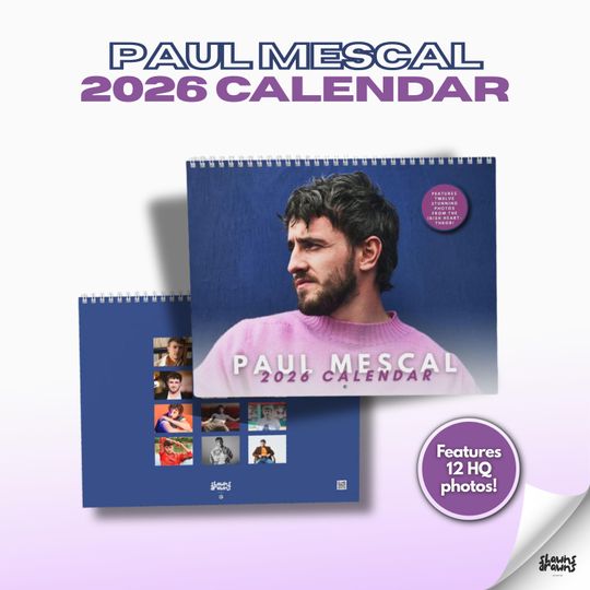 Paul Mescal 2026 Wall Calendar, Paul Mescal Fan Merch, New Year Daily Planner, Hot Hunky Men Calendar