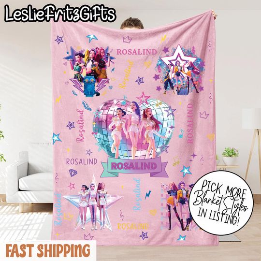 Personalized Kpop Demon Hunters Blanket  Cozy Christmas Kids Throw Gift, Huntrix Kpop Demon Hunters Blanket