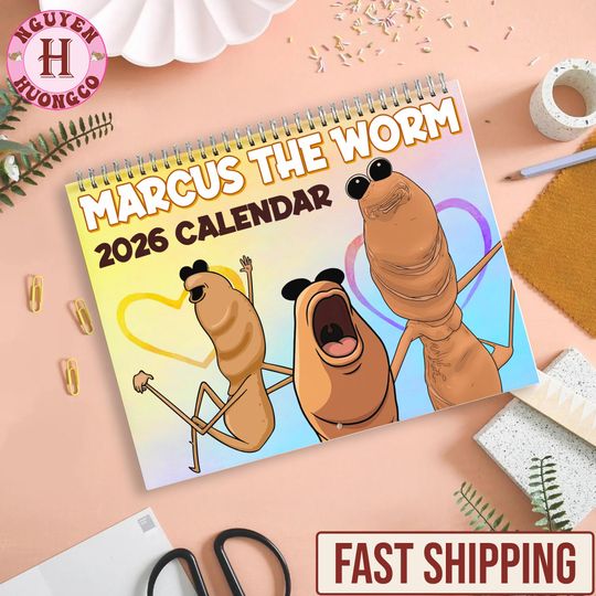 Discover Marcus the Worm 2026 Wall Calendar, Funny Holiday Planner Calendar 2026