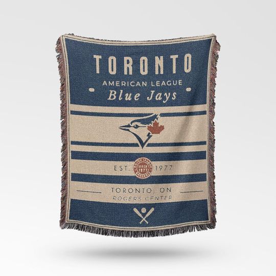 Discover Vintage Toronto Blue Jays Woven Blanket / Retro Baseball Throw / Classic MLB Decor / Baseball Fan Gift