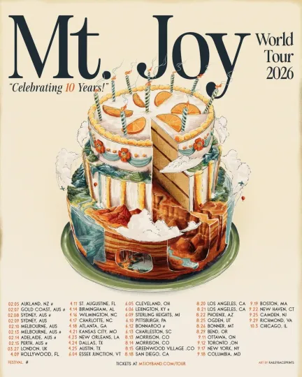 Discover Mt Joy 10th Anniversary World Tour 2026 North America City Poster
