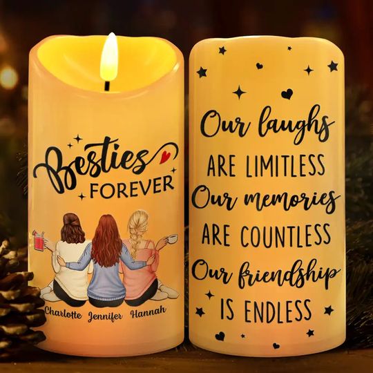 Discover          Our Memories Are Countless Our Friendship Is Endless - Personalized Flameless LED Candle       