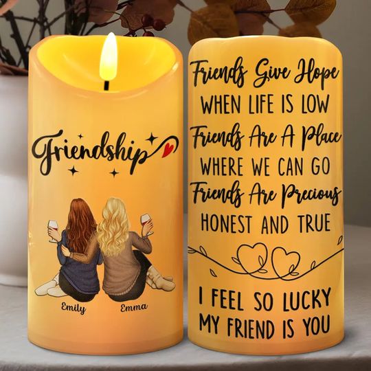          I Feel So Lucky My Friend Is You - Personalized Flameless LED Candle       