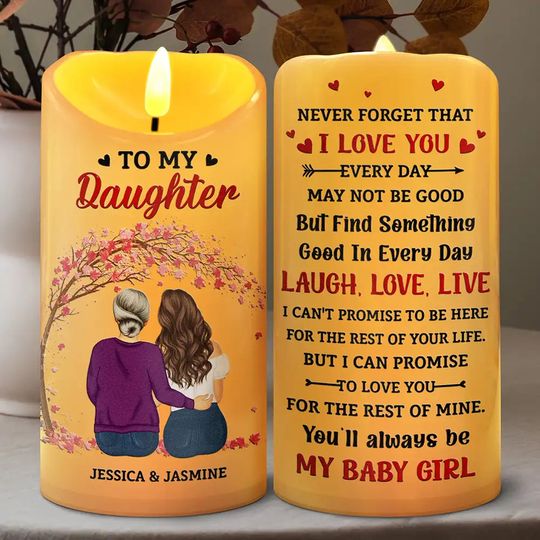          My Daughter Never Forget That I Love You Forever - Personalized Flameless LED Candle       