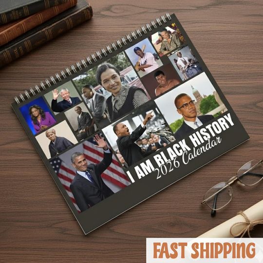 Discover Black History Calendar 2026, African American Heroes Wall Calendar, Inspirational Educational Calendar, Black Excellence Art
