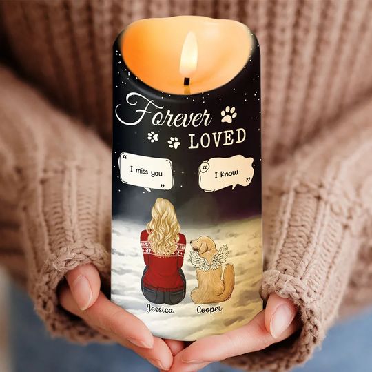          Memorial I Miss You Dog Cat - Personalized Flameless LED Candle       