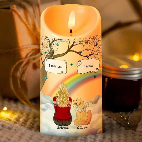 Discover          I Miss You Memorial Dog Cat Memorial - Personalized Flameless LED Candle       