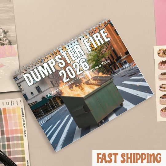 Discover Dumpster Fires Wall Calendar 2026, Funny Yearly Planner, Sarcastic Monthly Organizer, Humorous Office Gift, Comedy Home Decor