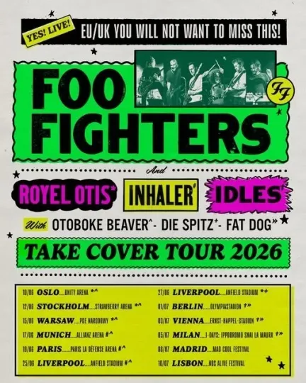 Discover The FF Band Fighters 2026 Take Cover Tour Poster