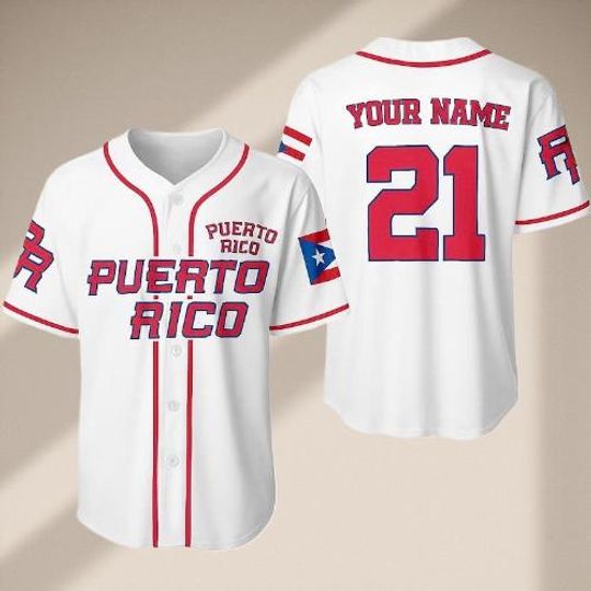 Discover Personalized Puerto Rico Baseball Jersey  Custom Name & Number, 3D Puerto Rican Flag Design