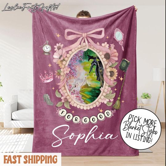 Discover Wicked Changed for Good Plush Fleece Blanket, Cozy Witchy Blanket With Name, Musical Theater Gift