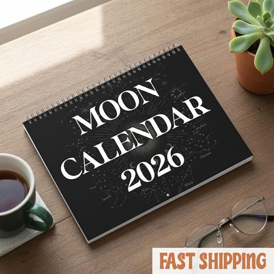 Moon Calendar 2026, Lunar Phases Wall Calendar, Astrology Moon Cycle Chart, Witchy Wall Decor