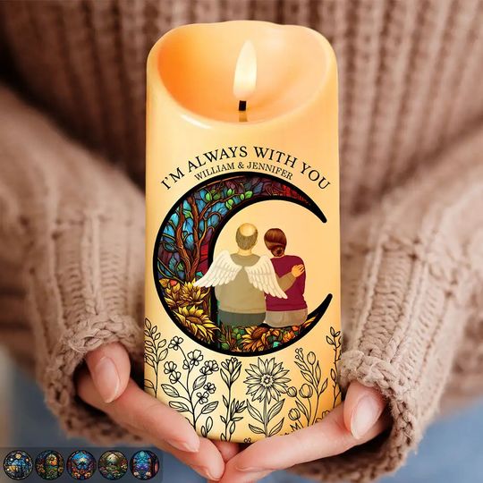 Discover          Memorial Crescent Moon Always With You - Personalized Flameless LED Candle       