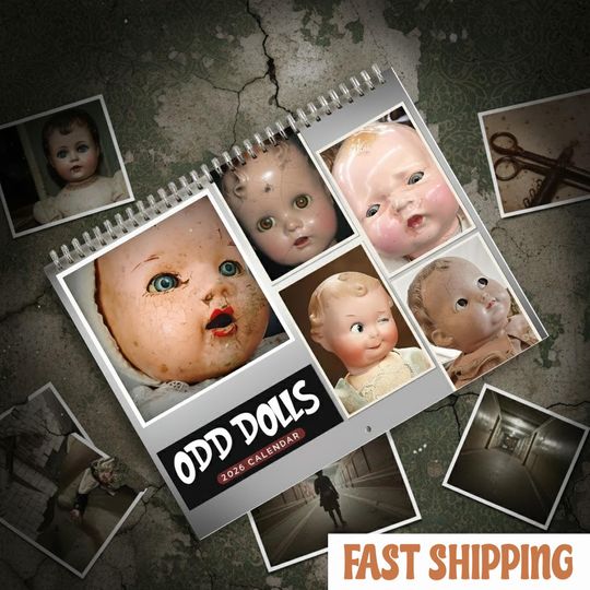 Discover Odds Doll Calendar 2026, Creepy Cute Doll Art Wall Calendar, Quirky Oddities Monthly Planner, Vintage Horror Aesthetic Decor Gift