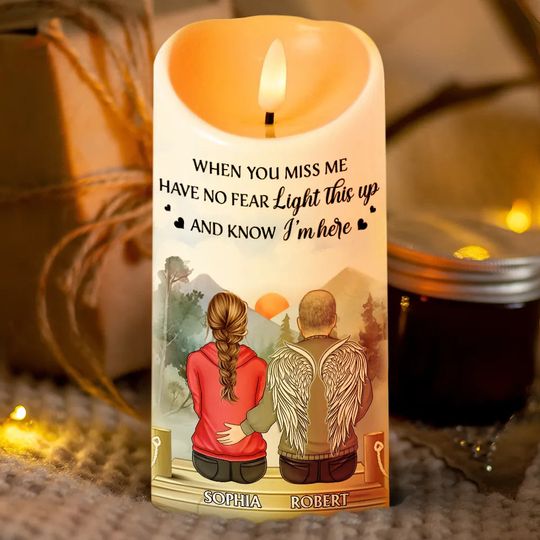          Your Light Will Always Shine In My Heart Memorial - Personalized Flameless LED Candle       