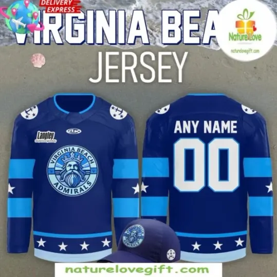Discover 2025 Norfolk Admiral Hockey Jersey Virginia Beach Customizable (No Cap)