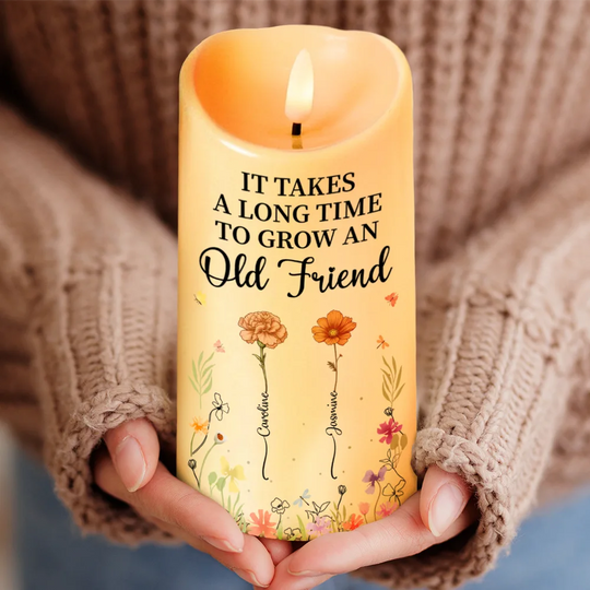 Discover          Birth Flower Grow An Old Friend - Personalized Flameless LED Candle       