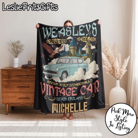 Discover Wizard Blanket with Name, Christmas Gift, Starry Night Blanket, Magic Wizard Throw, Best Fan Gift, Magic School, Fantasy Throw Gift