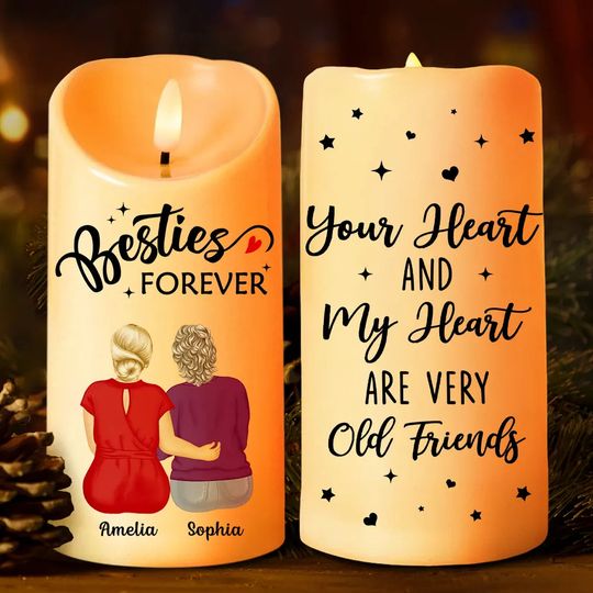 Discover          Your Heart And My Heart Are Very Old Friends Friendship - Personalized Flameless LED Candle       