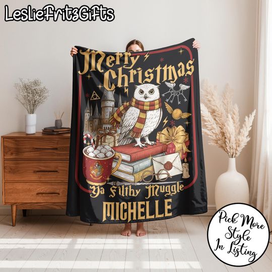 Discover Wizard Blanket with Name, Christmas Gift, Starry Night Blanket, Magic Wizard Throw, Best Fan Gift, Magic School, Fantasy Throw Gift