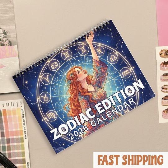 Zodiac Calendar 2025, Astrology Wall Calendar, Horoscope Signs Monthly Calendar