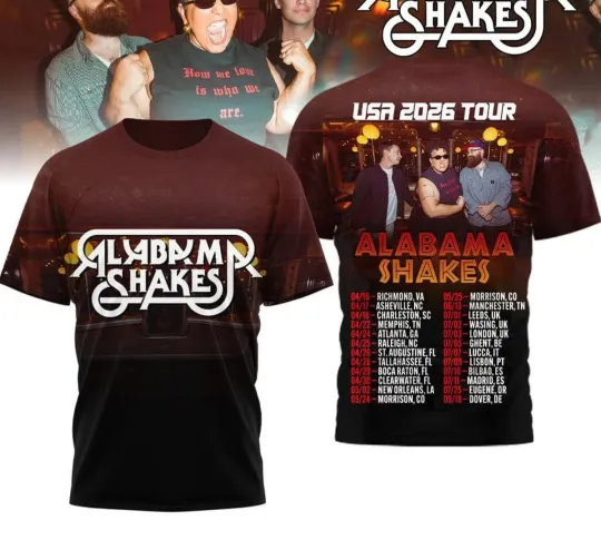 Discover Al...aba..ma Sha..kes USA 2026 Tour AOP 3D T-Shirt