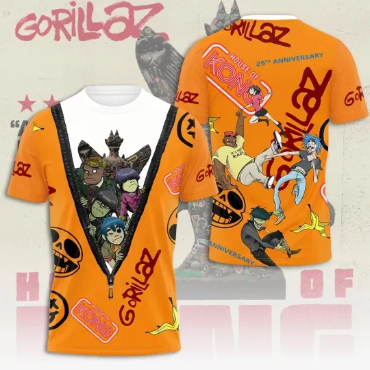 Discover 2025 Rock Band Gorillaz 3D Print T Shirt