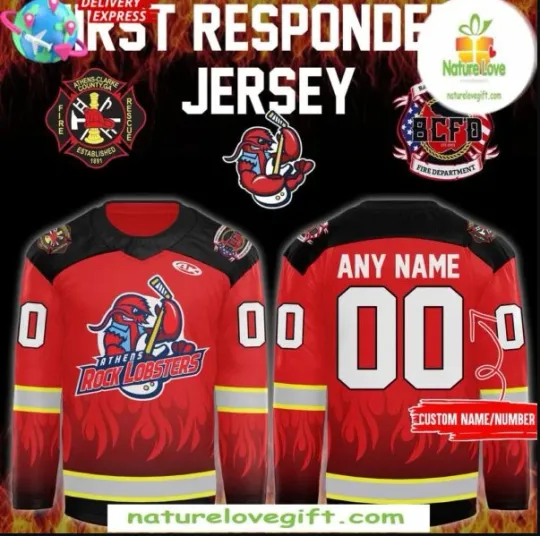 Discover 2025 Athen Rock Lobster First Responder Personalized Hockey Jersey
