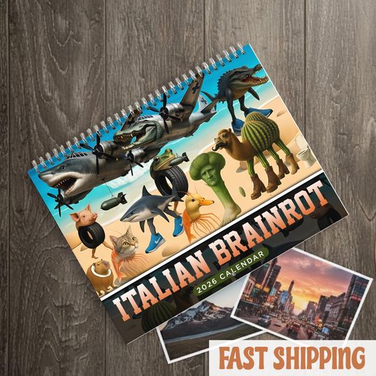 Discover Brainrot Tung Tung Sahur Calendar 2026, Funny Meme Aesthetic Wall Calendar, Fandom Brainrot Art Monthly Planner, Trendy Gift for Gen Z Fans