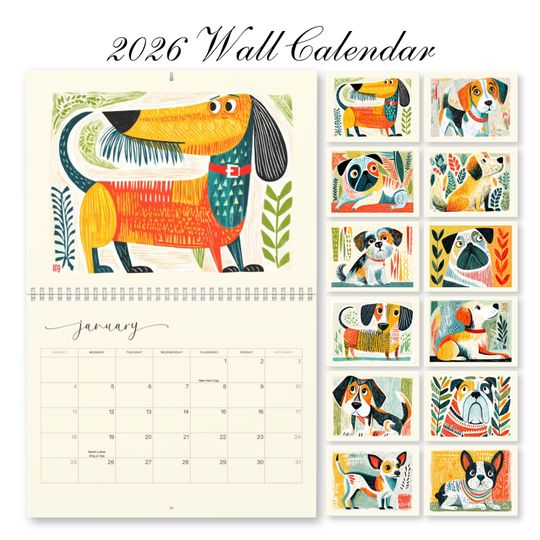Discover 2026 Dogs Wall Calendar