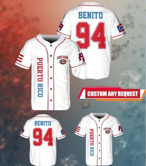 Discover Benito Puerto Rico Football Jersey, Custom Name & Number, Sizes S-5XL