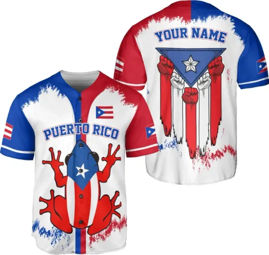 Discover Personalized Puerto Rico Baseball Shirt - Custom Team Name