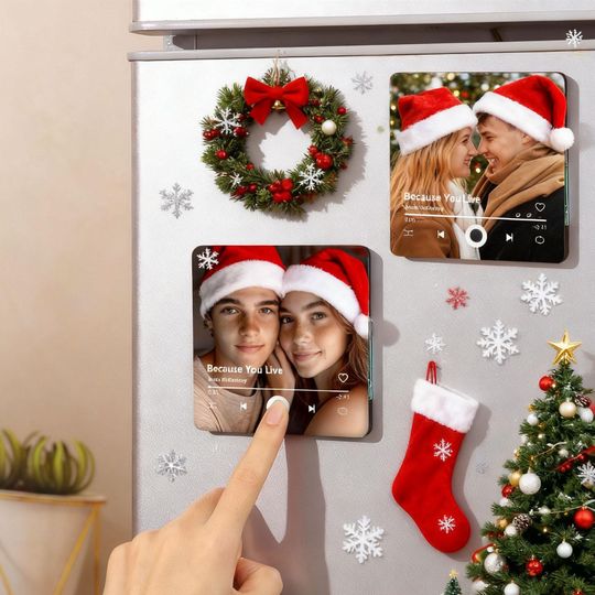 Discover Custom Photo Music Fridge Magnet,Personalized Photo&Music Fridge Magnet,Play Whole Song Music Box,Birthday Gift,Christmas gift For Him/Her