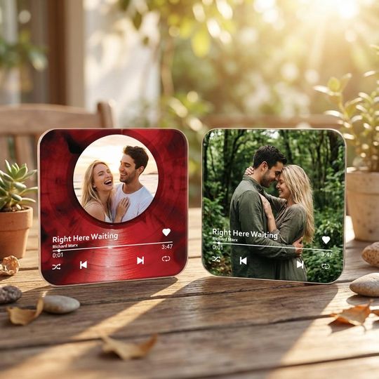 Personalized Custom Music Fridge Magnet with Photo, Playable Song Magnet, Perfect Birthday,Anniversary & Valentines Gift for Her