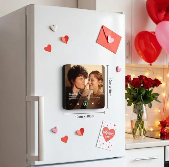 Discover FridgeBeats 4.0 Custom Music Photo Fridge Magnet, Play Music Without Phone, Personalized Valentine Gift, Unique Song Magnet for Her