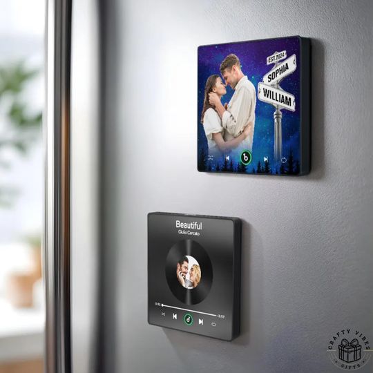 Personalized Music Fridge Magnet with Photo Custom Mom Gifts Fridge Magnet Play Song Anniversary Gift Christmas Gift