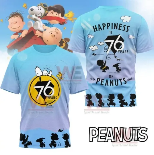 Snoop Happiness is 76 years of Peanuts 1950-2026 All Over Print 3D Shirt