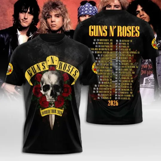 Discover Guns N’ Roses World Tour 2026 AOP 3D T-Shirt