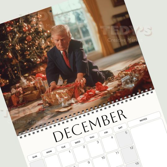 Kid Trump 2026 Wall Calendar, Christmas Birthday Gift Idea Secret Santa Present - Sunday Start with Holidays