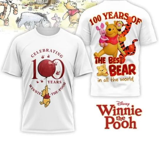 Winnie The Pooh 100 Years The Best Bear In All The World AOP 3D T-Shirt
